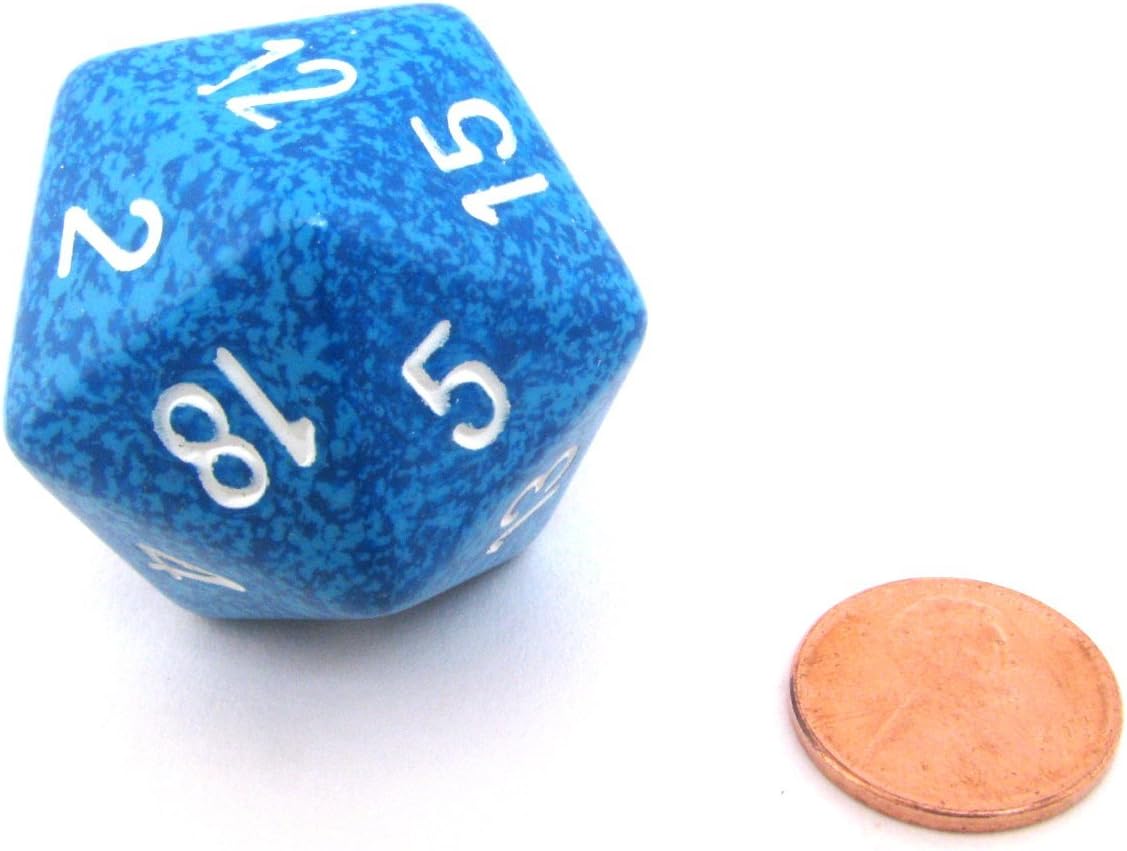 Jumbo d20 Counter - Speckled 34mm Dice: Water with White