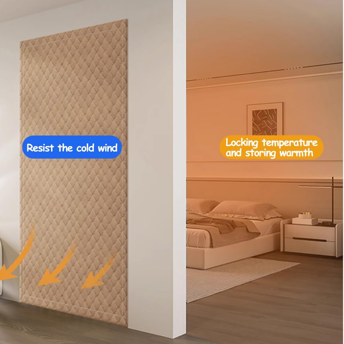Rideau De Porte Isolant Thermique Magnétique, Bleu Marron Rideau Occultant Salon Rideaux Chambre Séparation Des Chambres Rideaux D'hiver Coupe-Vent Rid-Eau De Porte(Bleu,W140XH205CM)