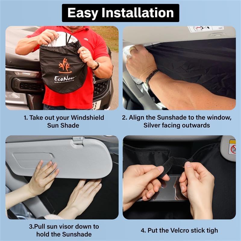 Image of Econour Windshield Sun Shade Compatible for Toyota RAV4 2019-2024 2025 | Window Shade Sun Visor Cover Foldable Blocks UV Rays Keep Your Car Cooler