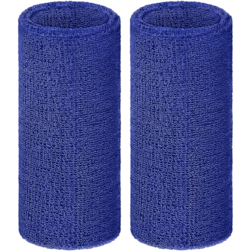 Image of WILLBOND 2 Pcs 6 Inch Wrist Sweatbands for Men and Women, Moisture Athletic Cotton Sweatband for Tennis, Basketball, Running