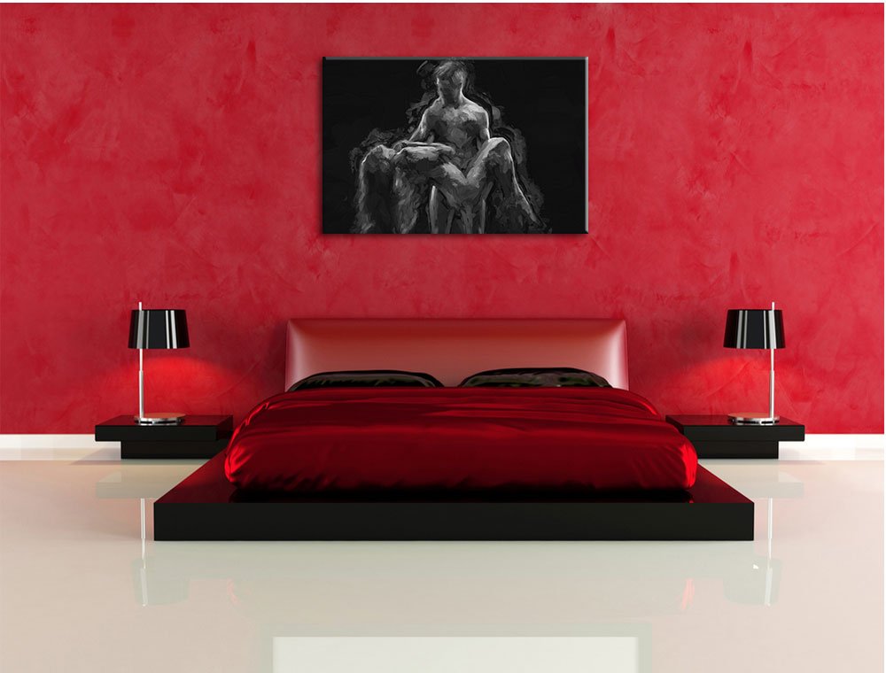Pixxprint Nude sexy Paar Kunst Pinsel Effekt, Größe: 120x80cm, Leinwandbild, fertig gespannt, Wandbild, Dekoration, Kunstdruck, kein Poster