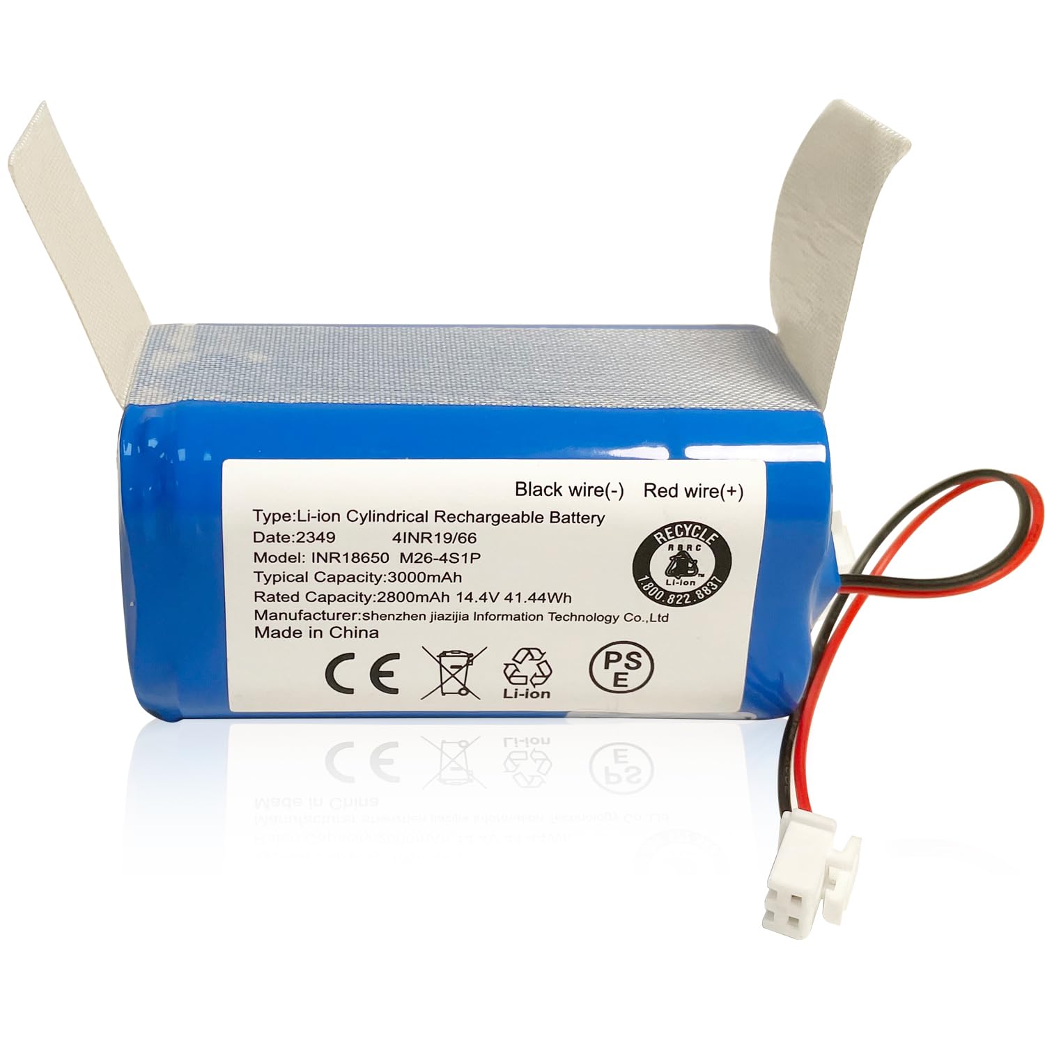 XITAIAN Batteria di Ricambio 14.4V 2800mAh INR18650 M26-4S1P 4INR19/66 per Shark Ion RV1000S RV1100VL RV101AE UR1000SR RV850 RV850BRN RV850WV RV851WV RV871 RV871C RV700_N RV720_N RV725_N(2-Prong Plug)