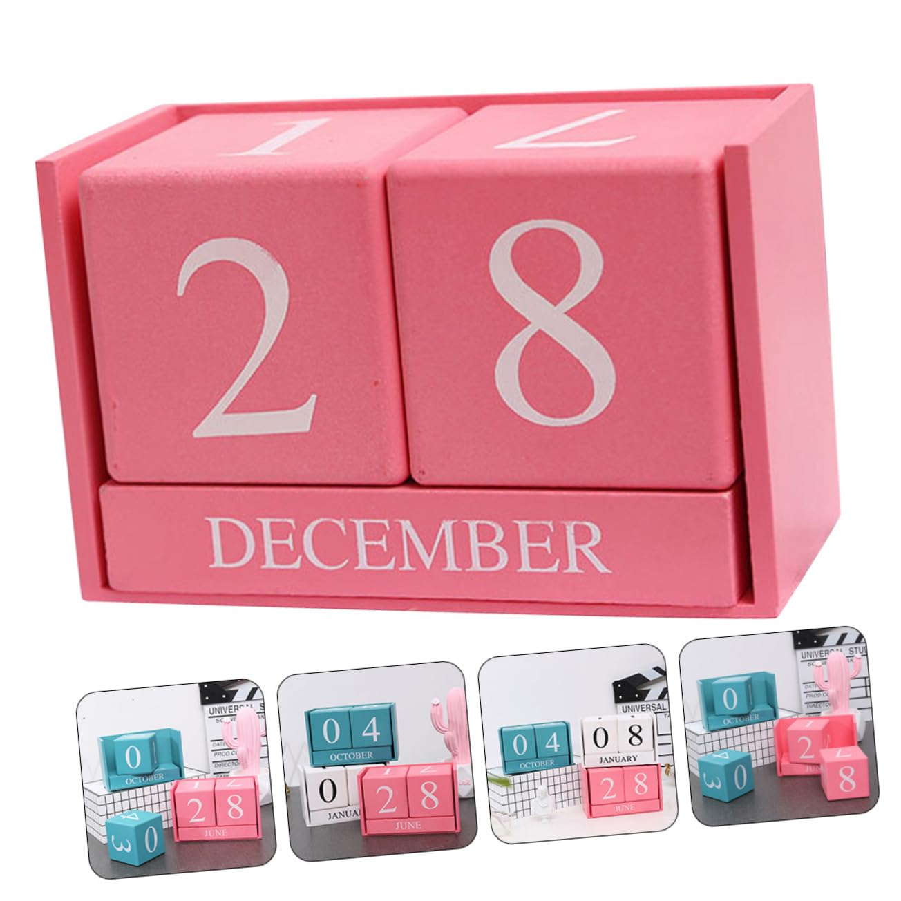 STOBOK 4stücke Blockkalender Aus Holz Tischkalender Für Zuhause Und Büro Handgemachte Dekorative Holz-dekoration Praktischer Countdown-kalender Für Schreibtisch Wohn Und Arbeitsräume