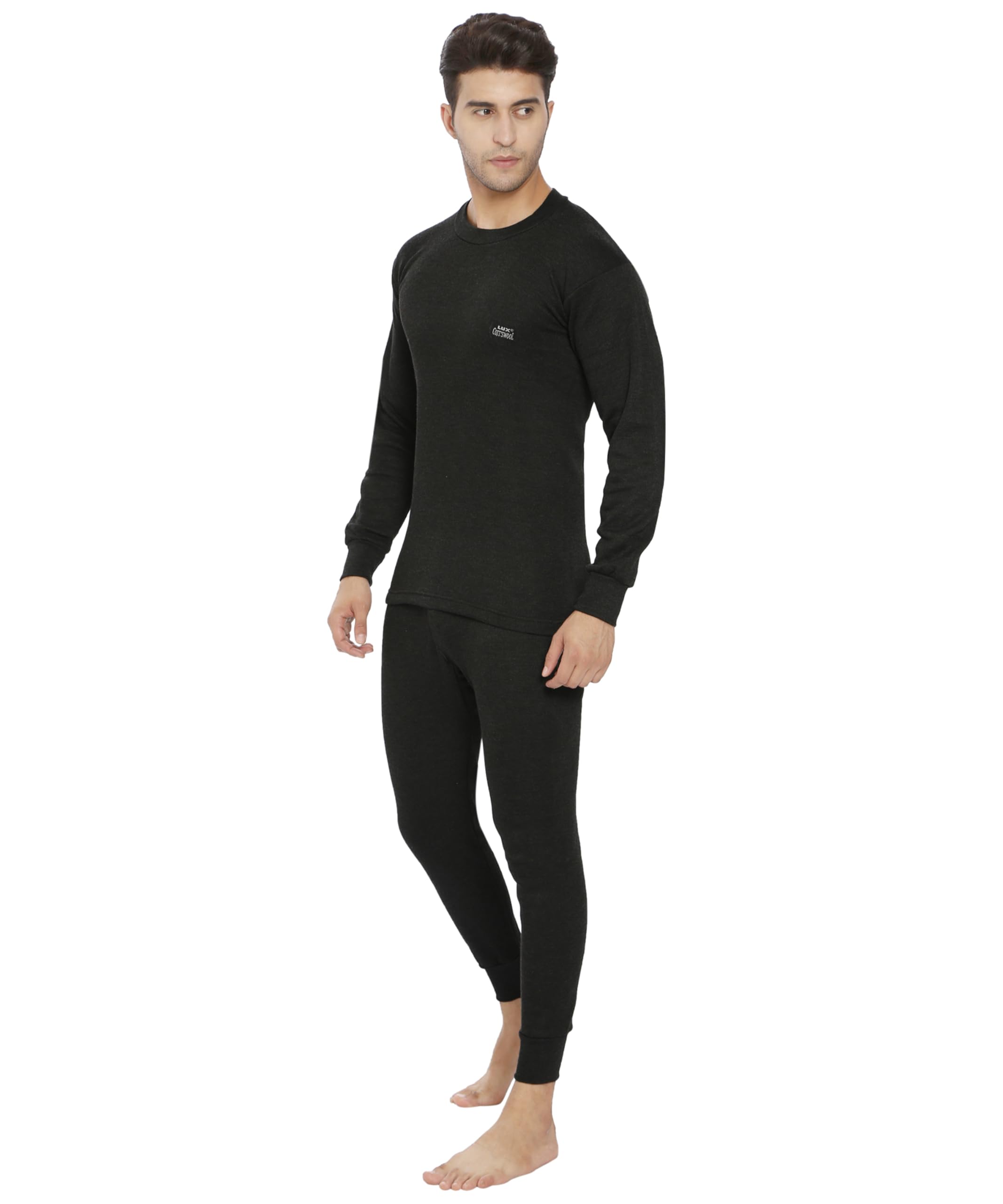 Lux Cottswool Men's R-Neck Thermal Top and Lower Set