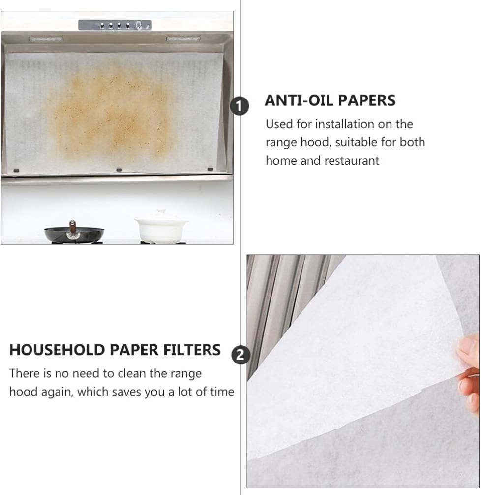 Range Hood Grease Filter 2 Rolls Kitchen Oil Filter Paper Oil-Absorbing Sticker for Range Hood (5M,White)
