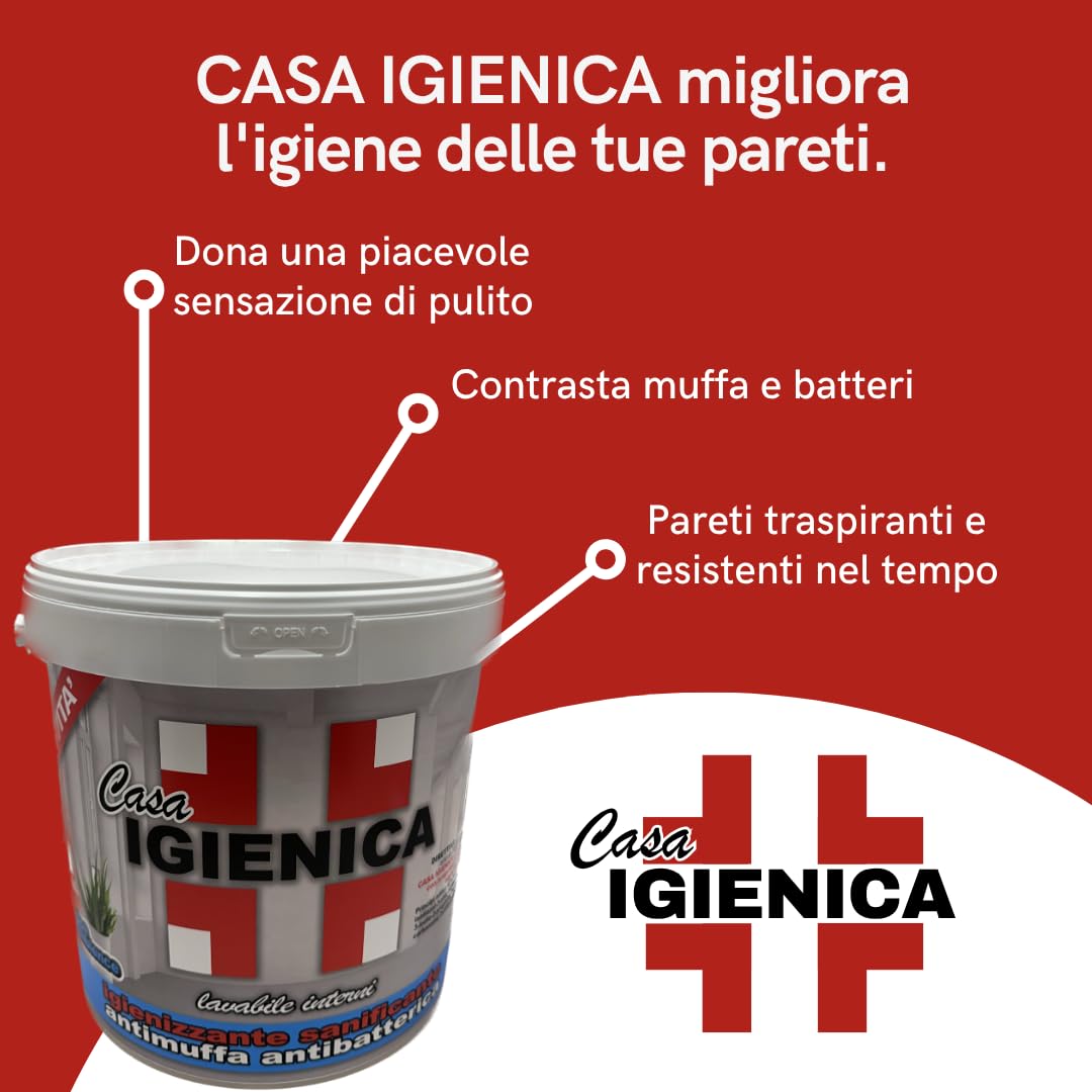 laiv Idropittura Antimuffa per Interni Professionale Bianca 13 LITRI – Pittura Igienizzante Antibatterica Traspirante e Lavabile ad Alta Copertura – Pittura per Pareti Umide – Resa 12-14mq/lt