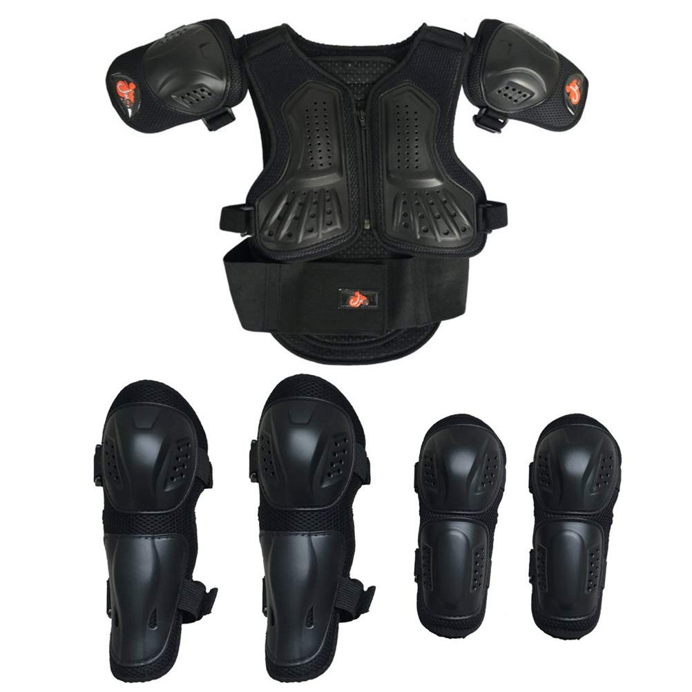 Traje de armadura de motocicleta para niños, protector de pecho y columna vertebral, espalda, hombro, brazo, codo, rodillera, motocross, carreras, esquí, patinaje, chaleco de armadura corporal,
