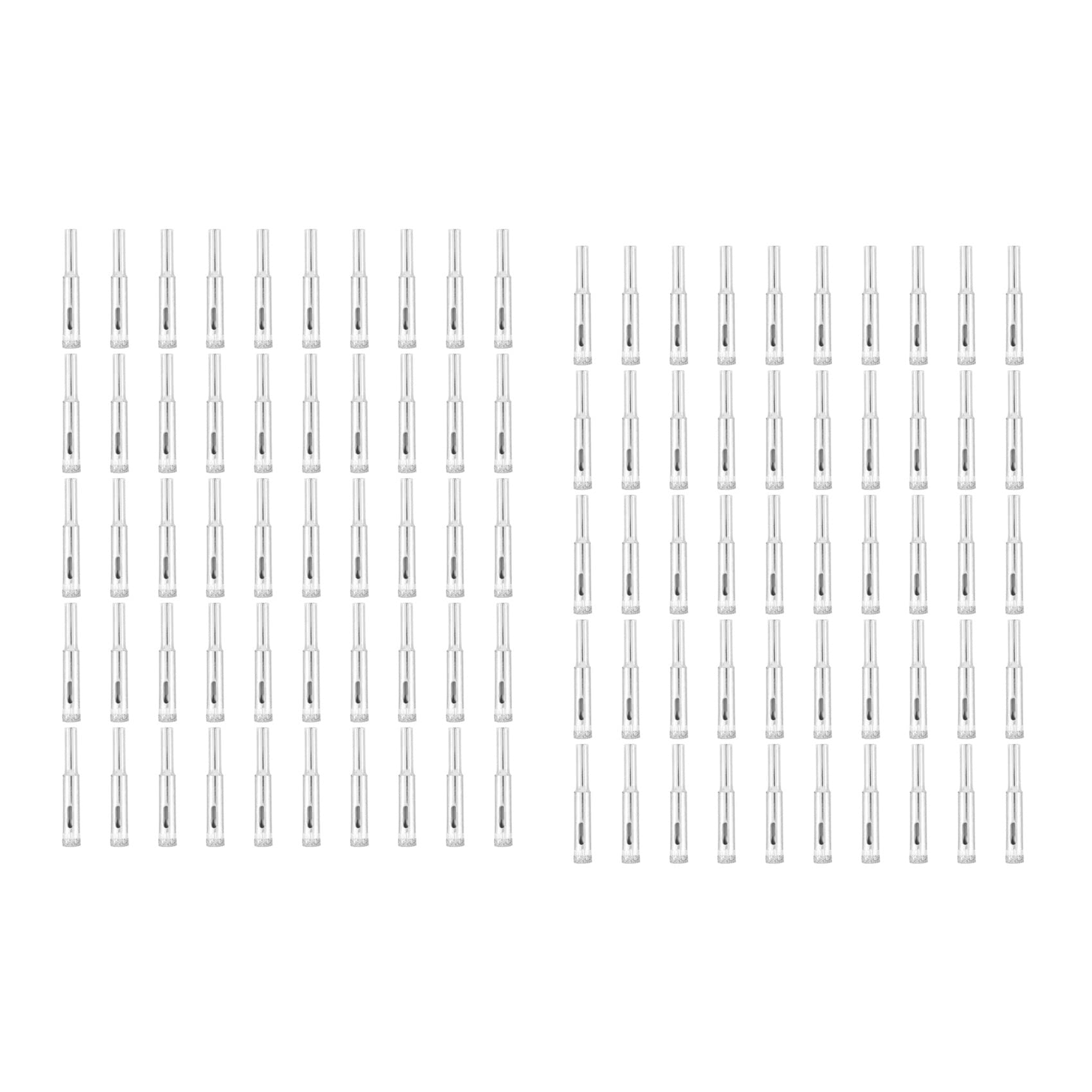 Wuden 100 Pcs Diamond Coated Drill Bit for 8 mm Diamond Pointed Hole Saw, for Ceramic Tiles, Glass, Kitchen Ceramics, Marble