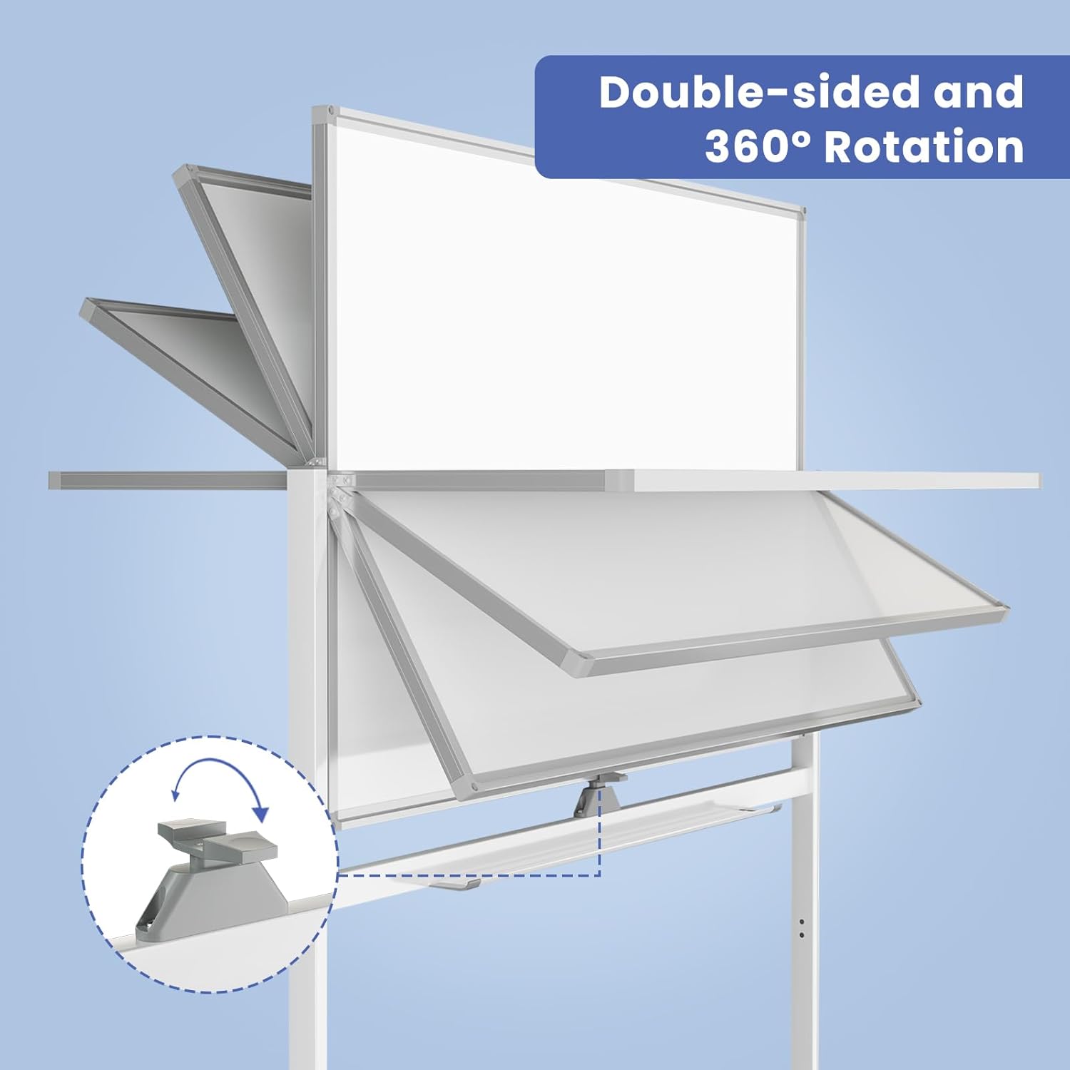 Rolling White Board on Wheels, 48" x 32" Large Dry Erase Board with Stand, Big Rolling Whiteboard for Home, Office, School (48" x 32")