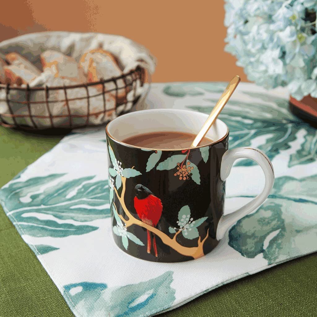 Tazzine Caffe Tazze Caffe Tazza Da Caffè Dipinta A Mano In Bone China, Tazza Da Caffè Creativa In Stile Cinese Da 250 Ml, Tazza Multifunzionale Con Disegno In Oro Tazze Cappuccino(H)