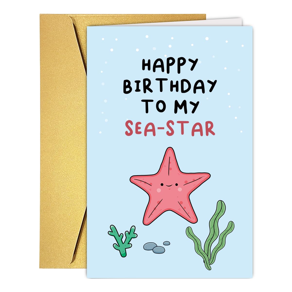 PUGAILA Funny Birthday Card for Sister Her, Humorous Sister Birthday Card for Bestfriend Bestie Women, Happy Birthday To My Sea-Star, Humor Sisters