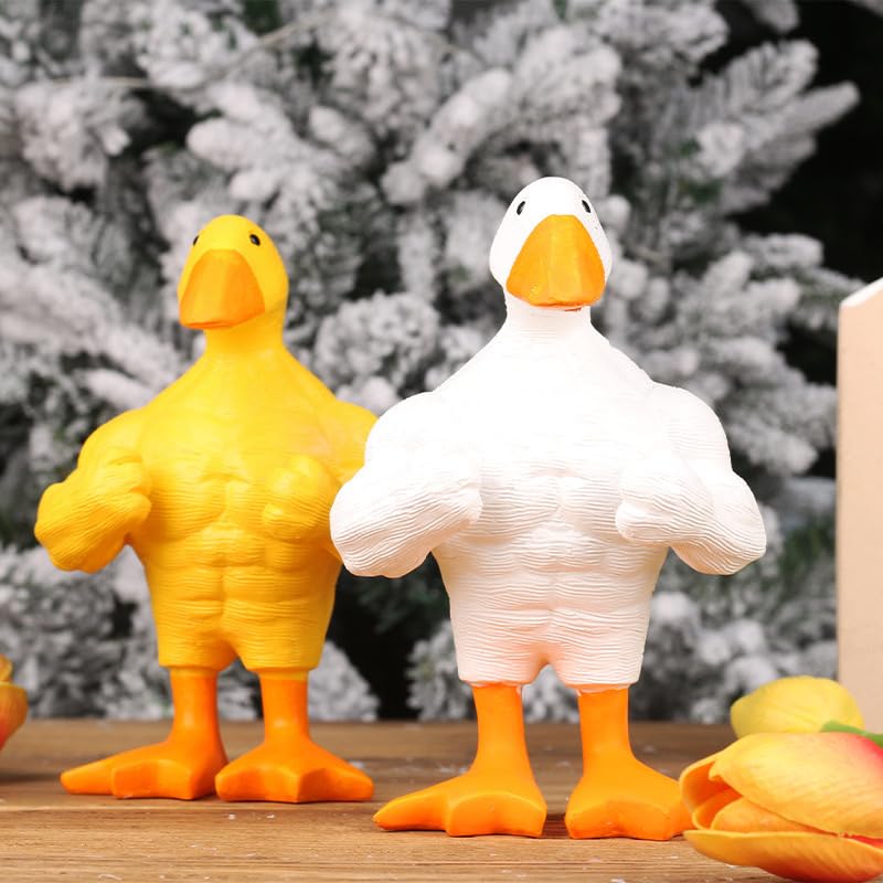 Estatua de Pato Musculoso Amarillo para Decoración Hogar miniatura 3