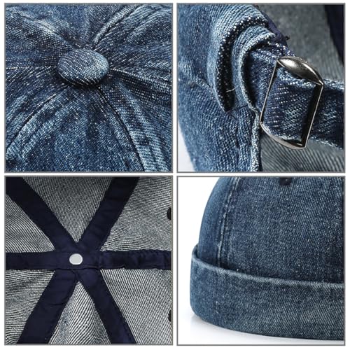 Image of Glamorstar Brimless Dome Hats for Women Men Sailor Beanie Cap Vintage Docker Hat
