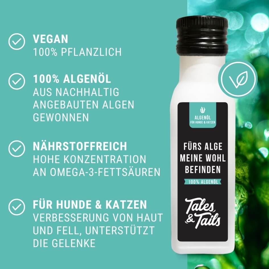 Tales&Tails - Fürs ALGEmeine Wohlbefinden - 100% Algenöl mit Omega 3 für Hunde