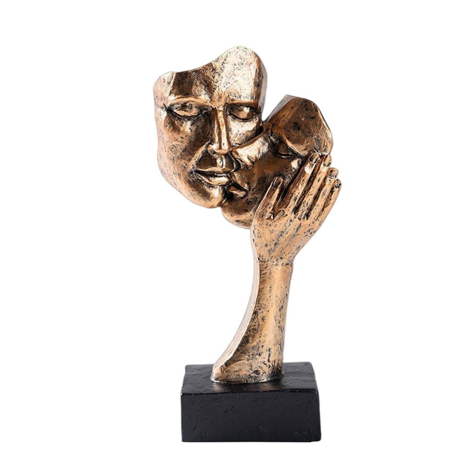 JJJing5 Decor Abstract Couple Statue Couples Kiss Sculpture Romantic Decor Wedding Gift Nightstand Accessories(C1)