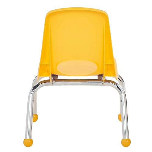Miniatura 6 de FDP - Silla escolar de 10 pulgadas asiento apilable para estudiante con patas de acero cromado y deslizadores de bolas para aprendizaje en casa o