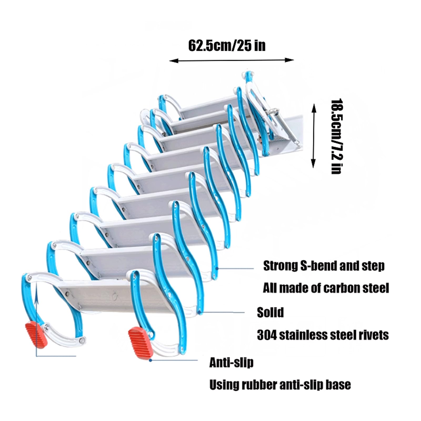 EYPKPL Schmale Dachbodenleiter-Treppe, herunterziehbare Dachbodentreppe, einziehbare Dachbodenleiter, klappbare, an der Wand montierte Dachboden-Loft-Treppe, Dachboden-Treppe