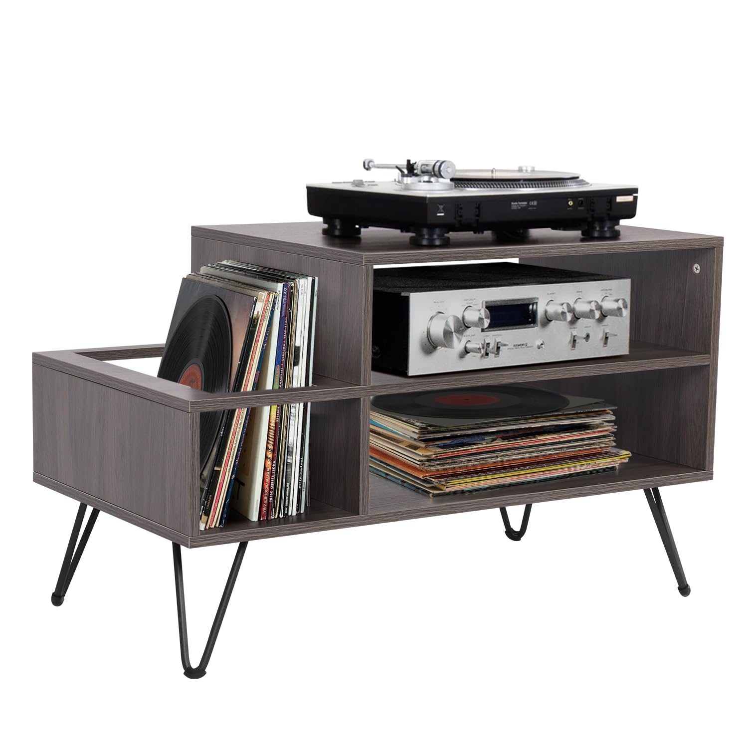 Semiocthome Platenspelerstandaard met vinylopslag, platenspelertafel