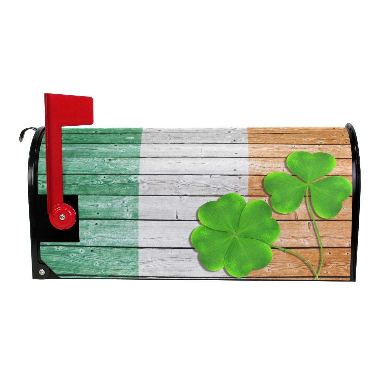 WOOR Green Clover Leaves Shamrocks Irish Flag Saint Patricks Day Magnetic Magnetic Mailbox Cover Standard Size for Garden Yard Outdoor Decorations-18 x 20.8