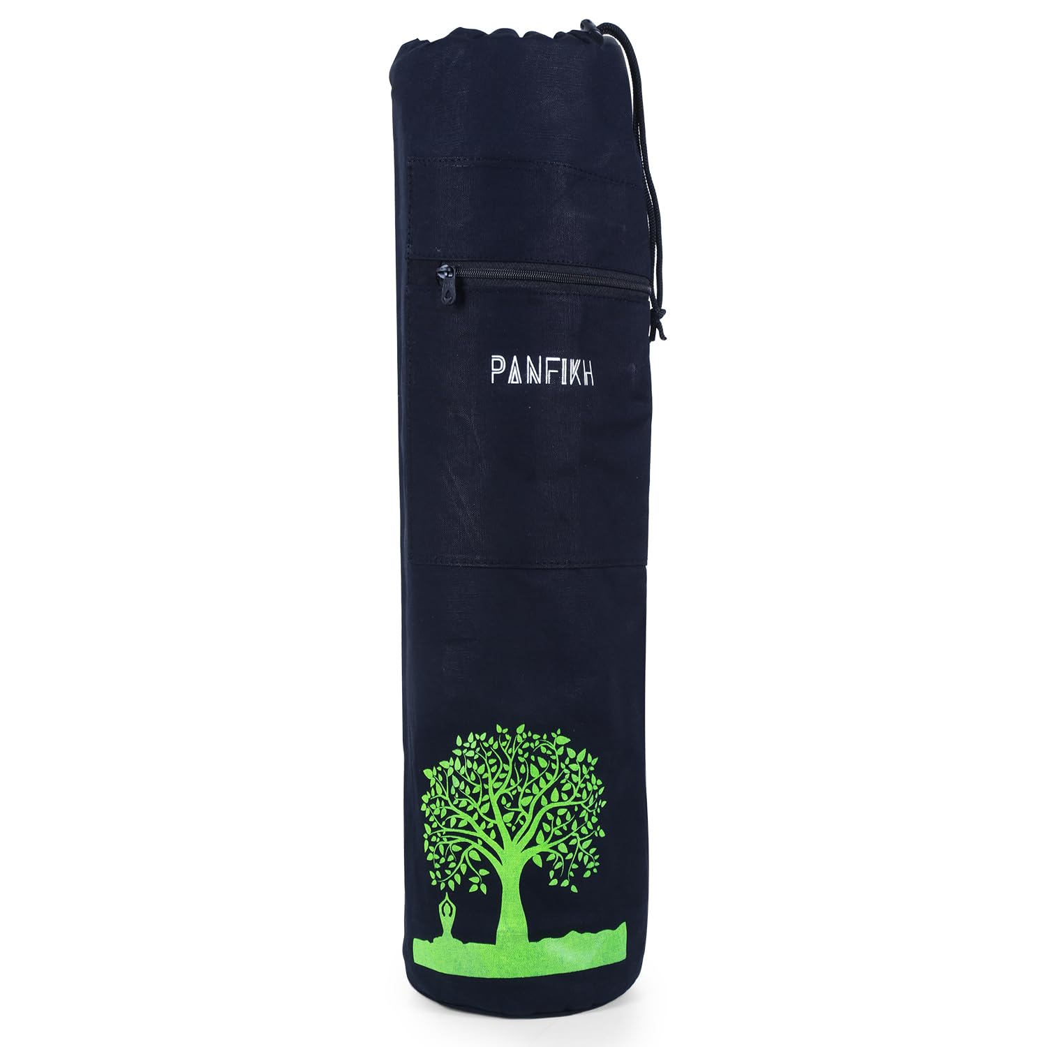 PANFIKH Yoga Mat Holder - Stylish Natural Canvas Yoga Mat Bag with Adjustable Shoulder Strap, Large Capacity, and Multi-Function Pockets for Women and Men - Suitable for 8mm Yoga Mats