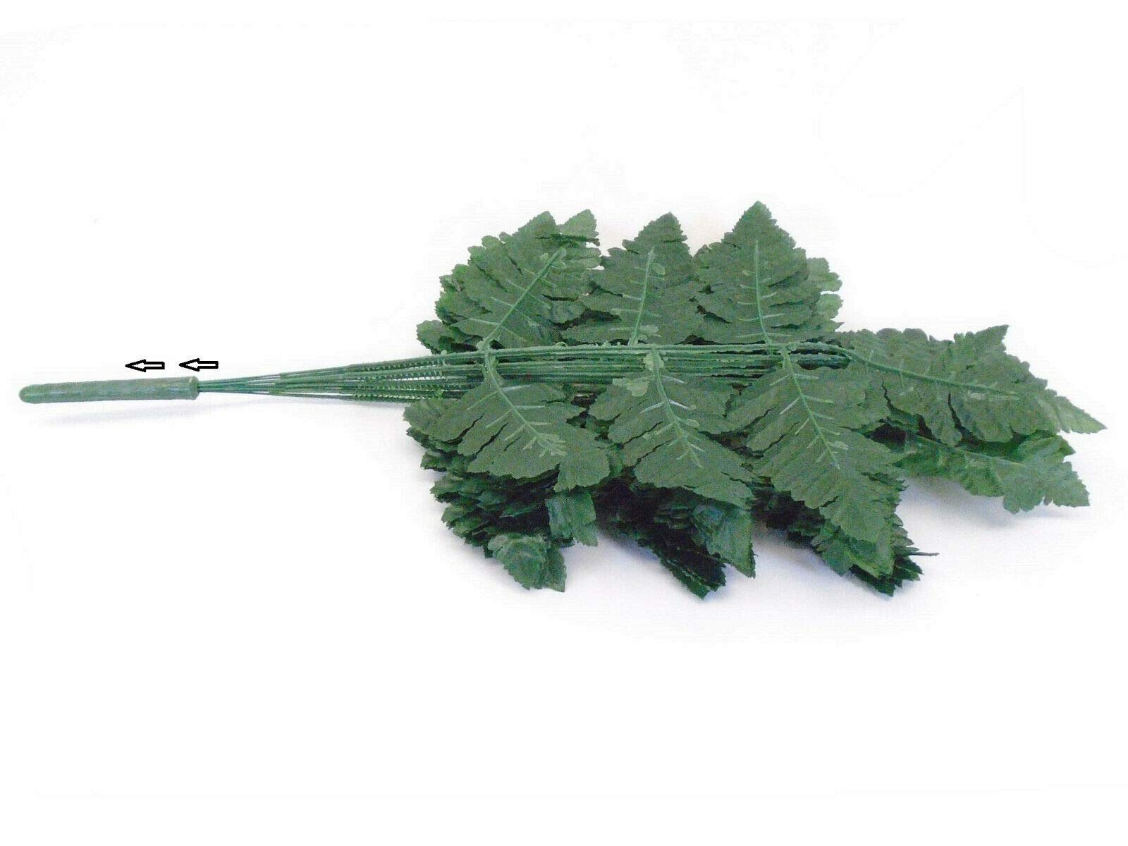 Artificial 24 Sprays Green Leather Fern Artificial Silk Leaves 16