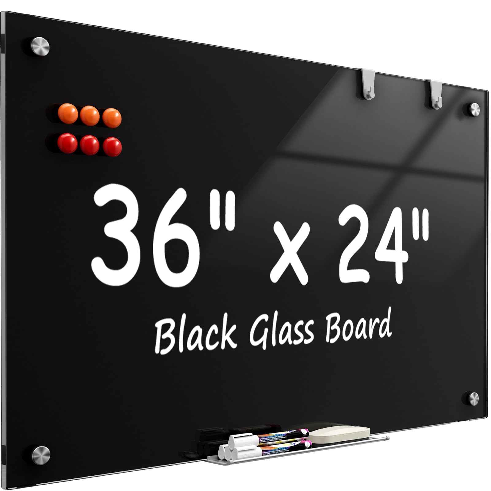 MaxGear Glass Whiteboard Wall Mounted, Frameless Magnetic Dry Erase Board, Tempered Glass, Steel-Backed, Non-Porous Smooth Surface, Floating Design,