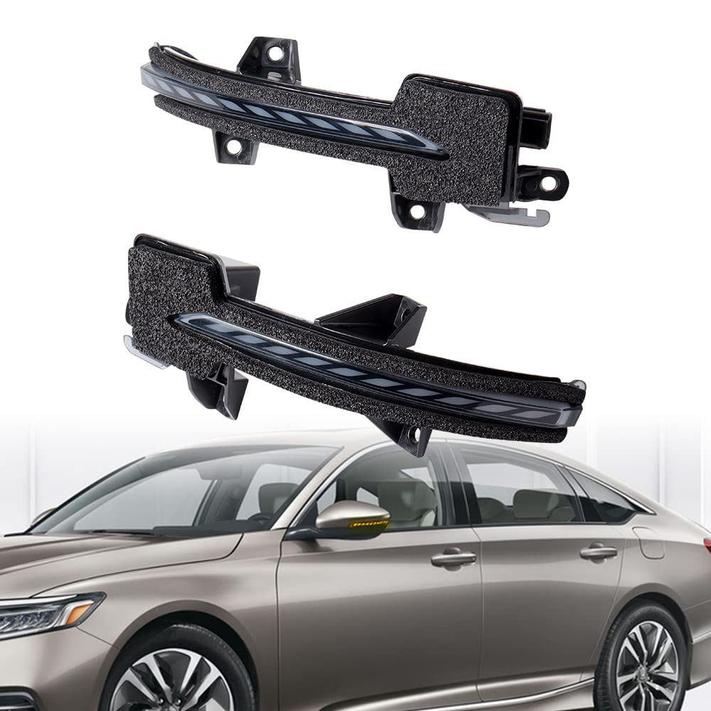 AMOPACORP Compatible withHonda Accord Civic Inspire 2018-2022 Set 2pcs Smoke Lens Amber White COB Sequential Blinker Door Rearview Side Mirror Turn Signal Light Indicator Reflector Maker DRL Lamp