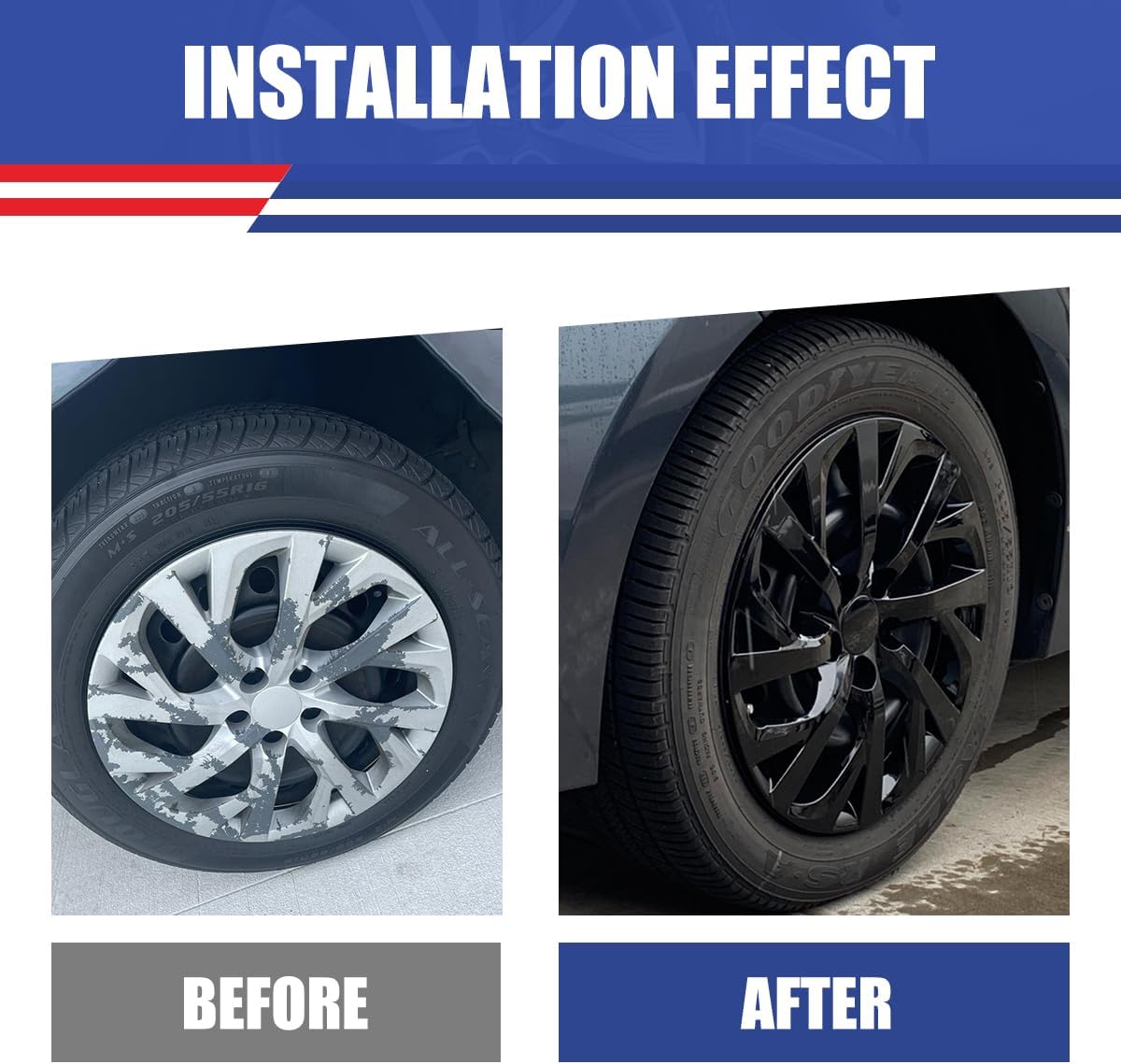 CPW 16 Inch Hubcaps Fit for Toyota Corolla 2009-2025, Wheels Rim Cover Replacement Compatible with Toyota Corolla 16'' Steel Wheels, ABS & PC Material Hub Caps Set of 4 (16-Inch, Black Lacquer)