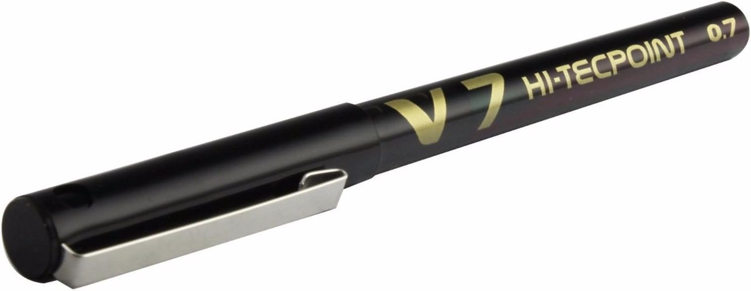 V7 Hi-Tecpoint Rollerball Pen, 0.7 mm Tip - Black