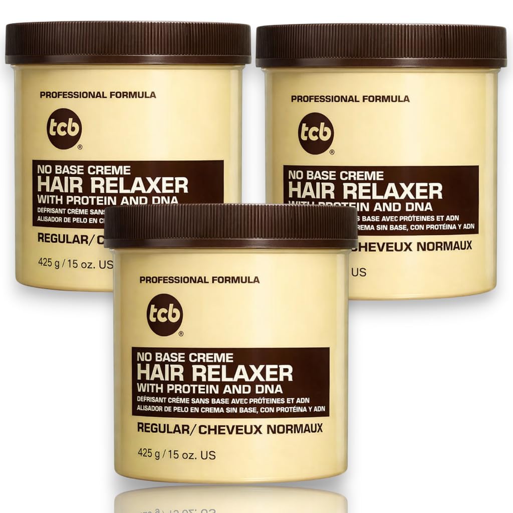 3 x crema lisciante TCB No Base Creme Hair Relaxer REGULAR – Normale 425 g (totale – 1275 g)