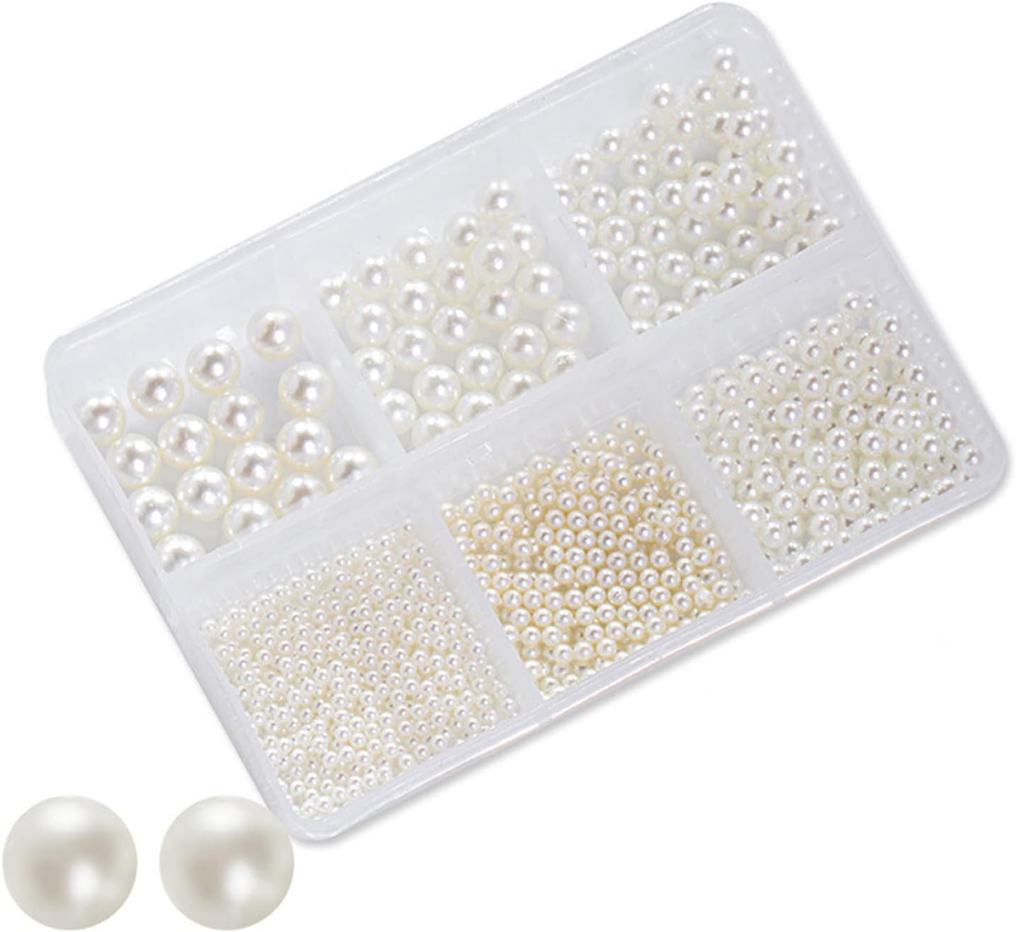 Jiahesu Pearl Bead, Round Imitation Pearls Luster Glossy Polished Pearl Beads for DIY Art Craft Jewellery Making, White