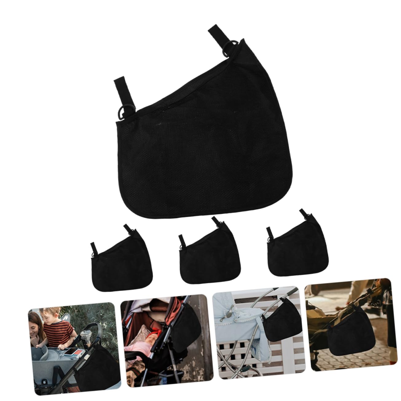 HANABASS Portable Stroller Mesh Bags 4pcs Side Sling Baby Stroller Storage Bags Pouch for Travel