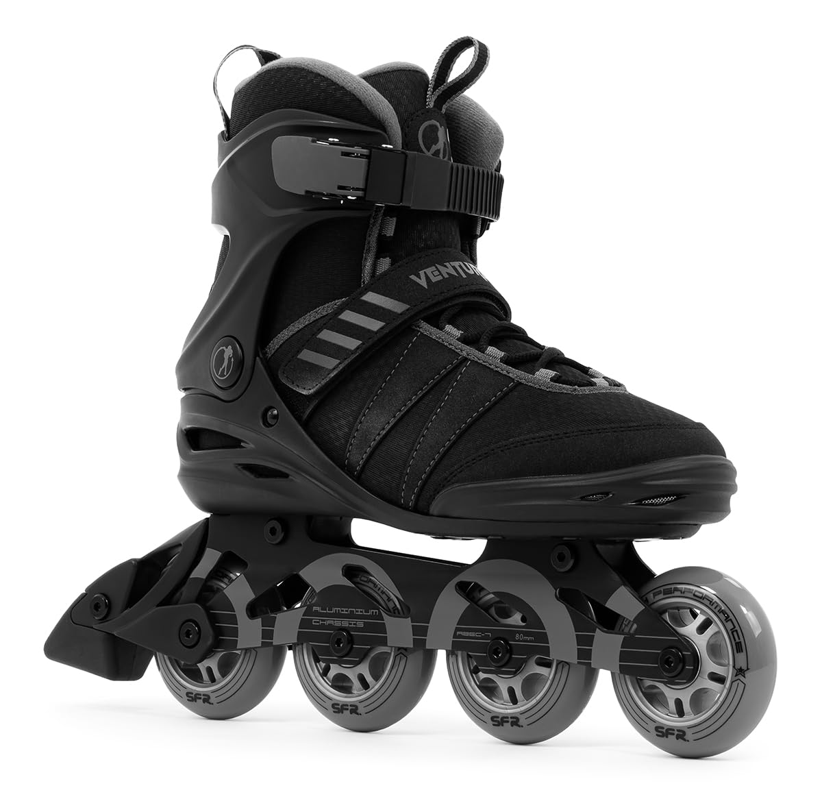 SFR Venture Pro Inline Skates, Black UK 11A / EU 46, Stylish Sporty Roller Skates for Youth and Adults, Perfect for Beginner Skaters, Stable and Secure with Comfort Liner and High Cuff for Support