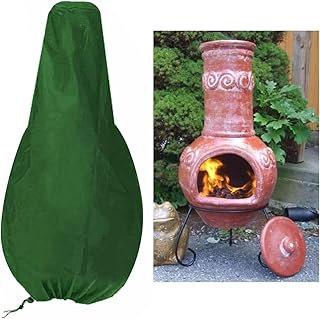 Kecugres Covers Chiminea Defender - Durable, Weather-Proof Chiminea Fire Pit Cover Outdoor Patio Chiminea Covers, Chiminea Caps for Clay Chiminea (Green L 12"X32"X60")
