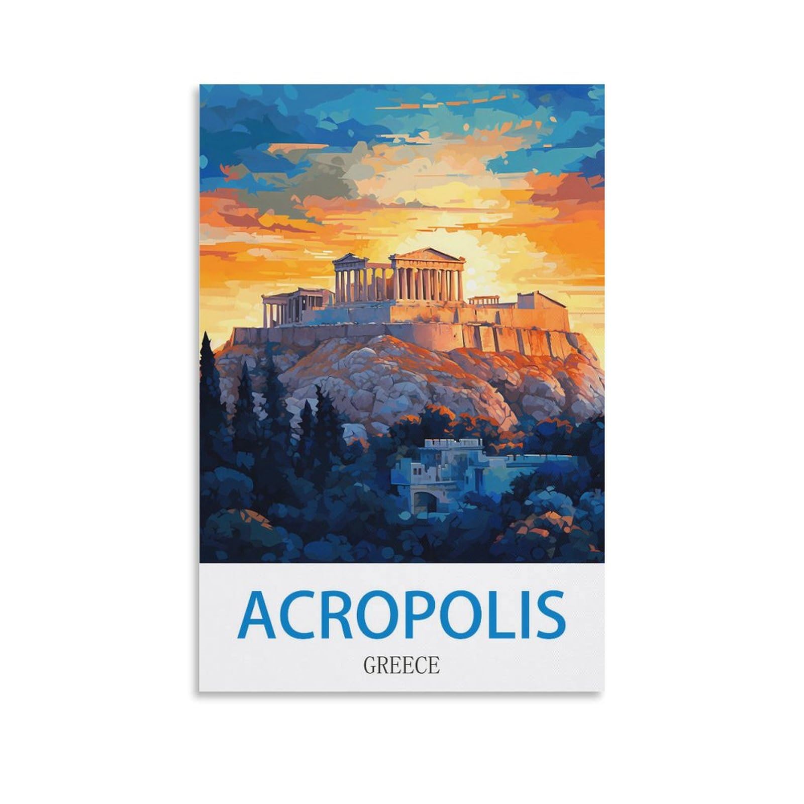 EZMLFA Diamond Painting Kits for Adults,Acropolis Greece DIY Crystal Embroidery Gifts,Diamond Art Craft,for Living Room Home 40x40cm