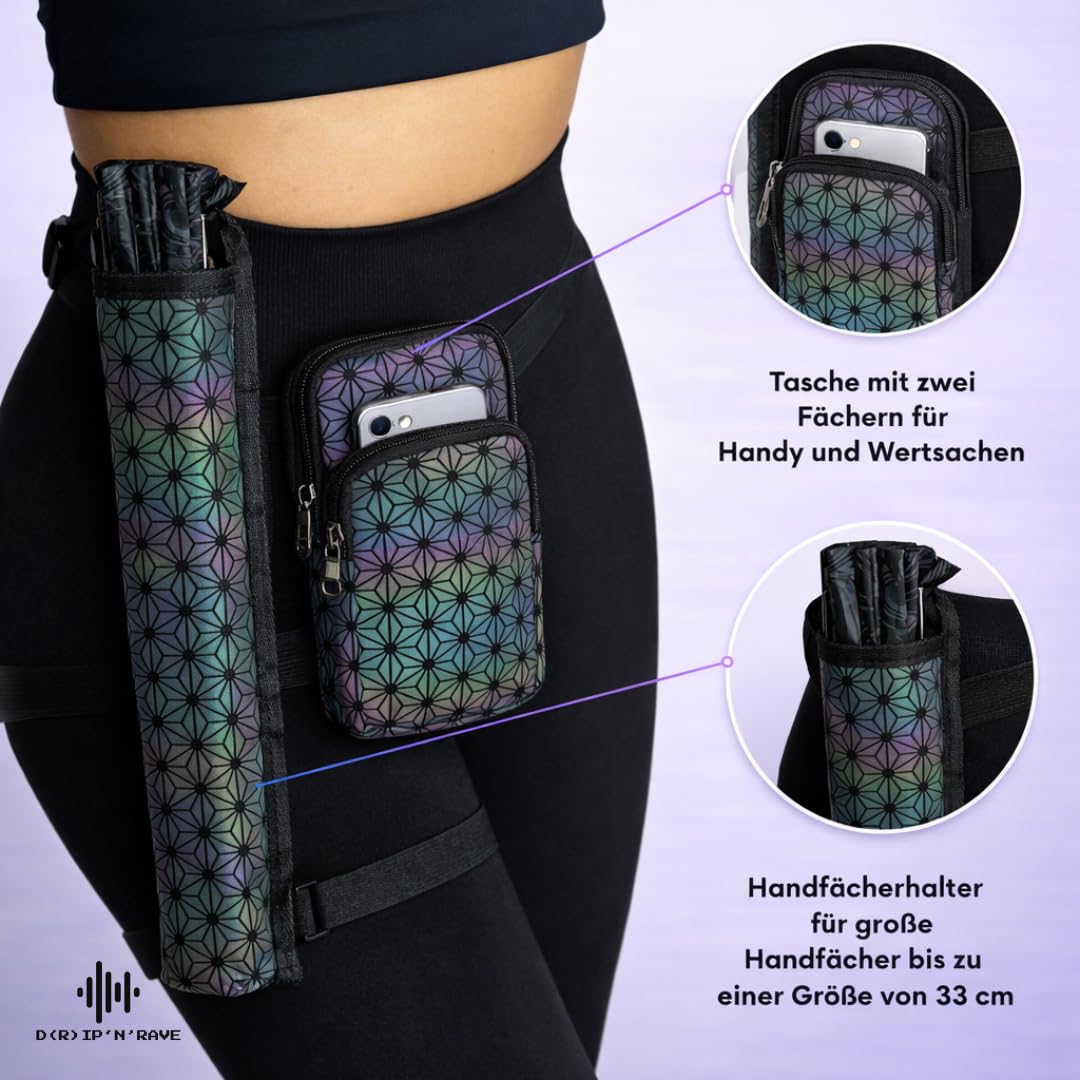 Marsupio con scomparti a mano - Braccio o fascia gamba - Fibbia Cerniere - Impermeabile - Uomo Donna Unisex - Festival Rave Techno Party Pride Club, grigio., s, Marsupio siriano con scomparto separato