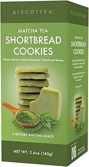 BISCOTTEA Matcha Green Tea Shortbread Cookies (8 Cookies)