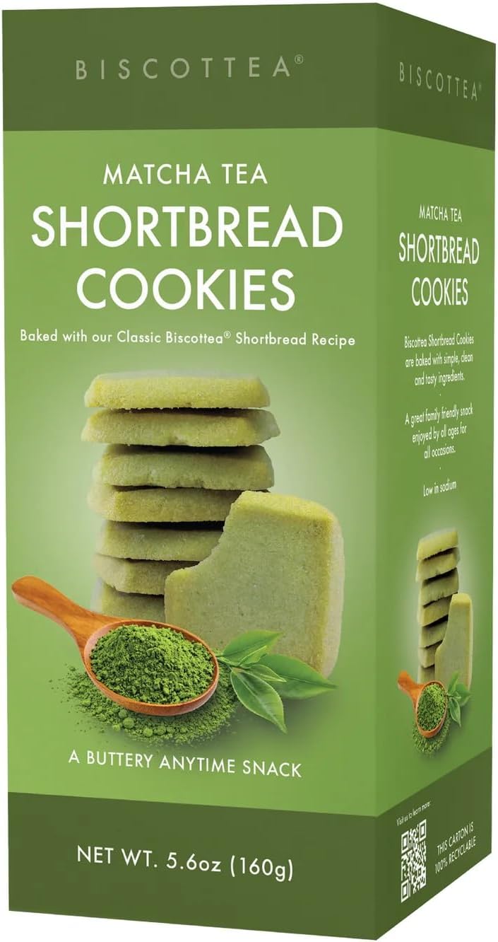 BISCOTTEA Matcha Green Tea Shortbread Cookies (8 Cookies)