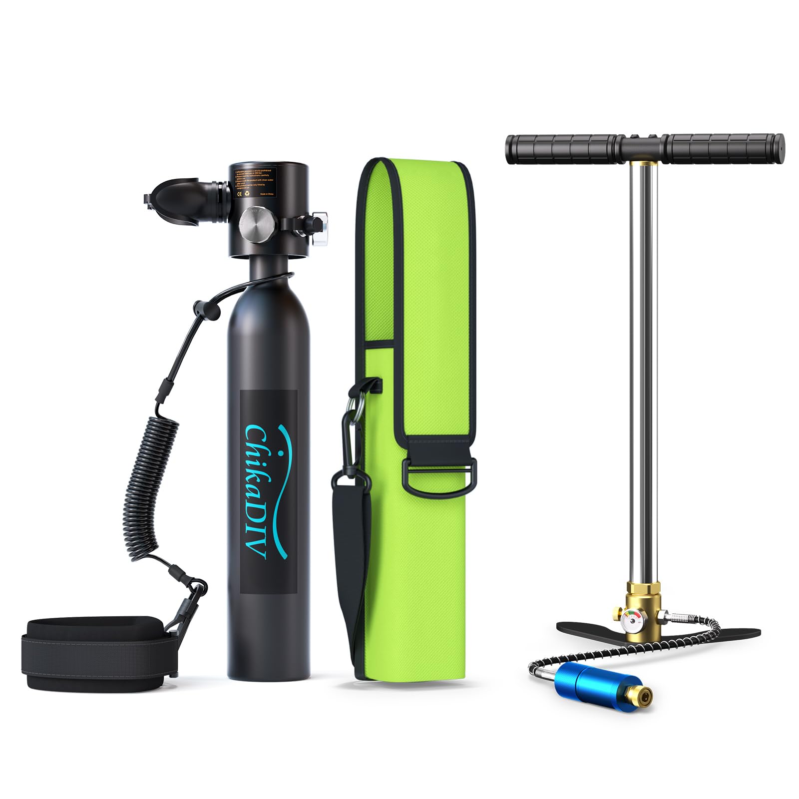 C300 Mini Scuba Tank Refillable Oxygen Cylinder with 0.5 L Capacity Scuba Tank with 5-10 Minutes Underwater Diving Gear for Diver Portable Diving and Snorkeling