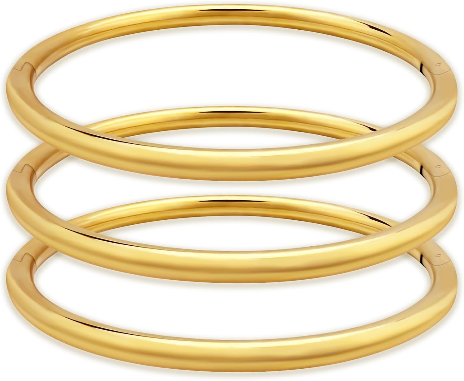 YBMYCM 3 Pack Gold-plated Bangle Bracelet for Women Classic Lightweight Stacking Stainless Steel Bracelet 18K Gold-plated Open Bangles Gift Jewelry