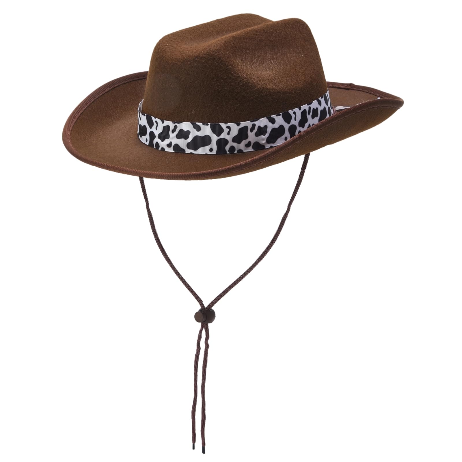 YILEEGOO Kids Western Wide Brim Felt Cowboy Hat with Cow Print Decor Band (Z1-Chocolate, ONE Size)