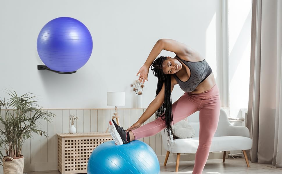 Miniatura 5 de XIAO PEI Estante de bolas medicinales - Estante de almacenamiento de bolas de estabilidad de montaje en pared (1 negro)