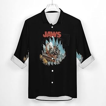 JAWS アロハシャツ　映画　コラボ半袖シャツ　Lサイズ JAWS アロハシャツ 映画 コラボ半袖シャツ Lサイズ - メルカリ