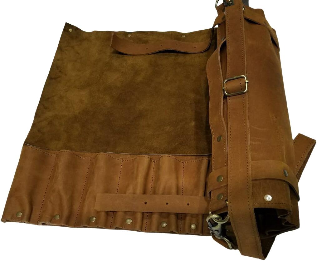 Professional Chef Lightweight Genuine Premium Vintage Tan Leather 8 Pockets Chef Knife Bag/Chef Knife Roll