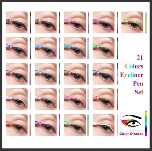 Rdgwfb 21 Colors Eyeliner Pen Set, Eyeliner Pencil Set, Waterproof Colorful Eyeliner Kit Long Lasting Eyeshadow Pencil Eye&Lip Liner Professional Eye Makeup Set Pearl Eye Liner For Women #TOP4