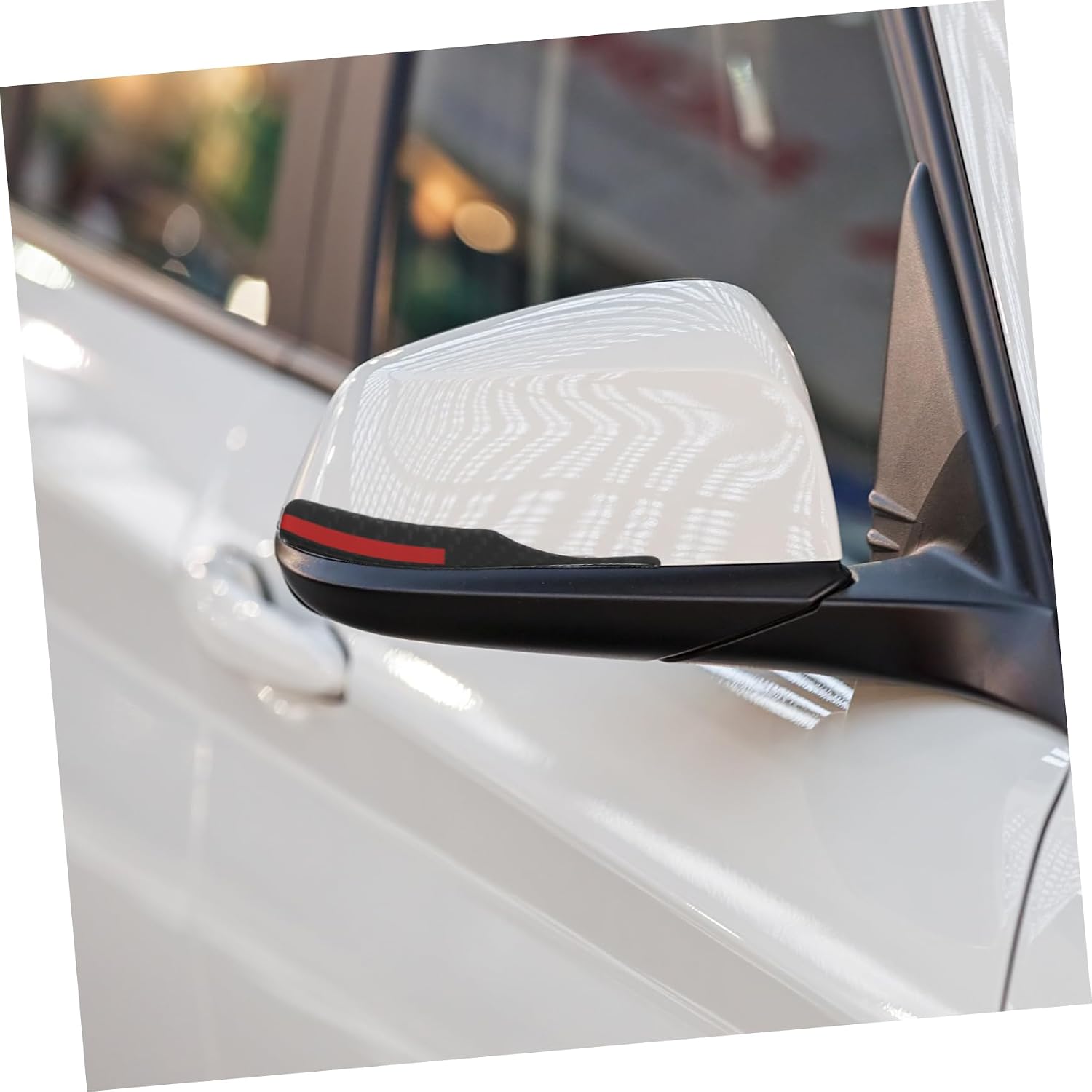 Mobestech 2pcs Carbon Fiber Rearview -Collision Strips for Car Scratch-Resistant Trim Stylish Automotive Interior Decoration Parts Fit for Various Vehicles