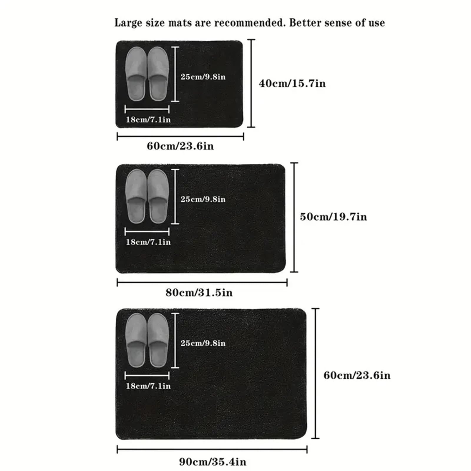 Tappeti per Il Bagno Tappeto da Bagno in Memory Foam, Antiscivolo, Ultra Morbido, Assorbente e Lavabile in Lavatrice.(Black,50cm x 80cm)