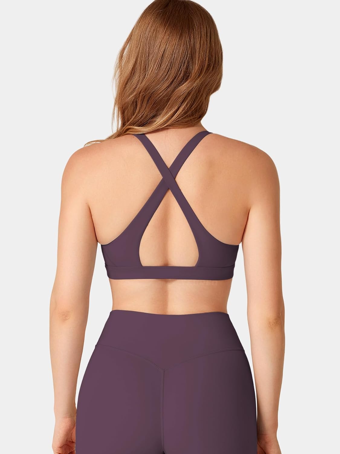 YEOREO Sports Bras for Women Deep V Neck Criss Cross Bra Wafiya Padded Low Impact Workout Gym Crop Top - Image 3