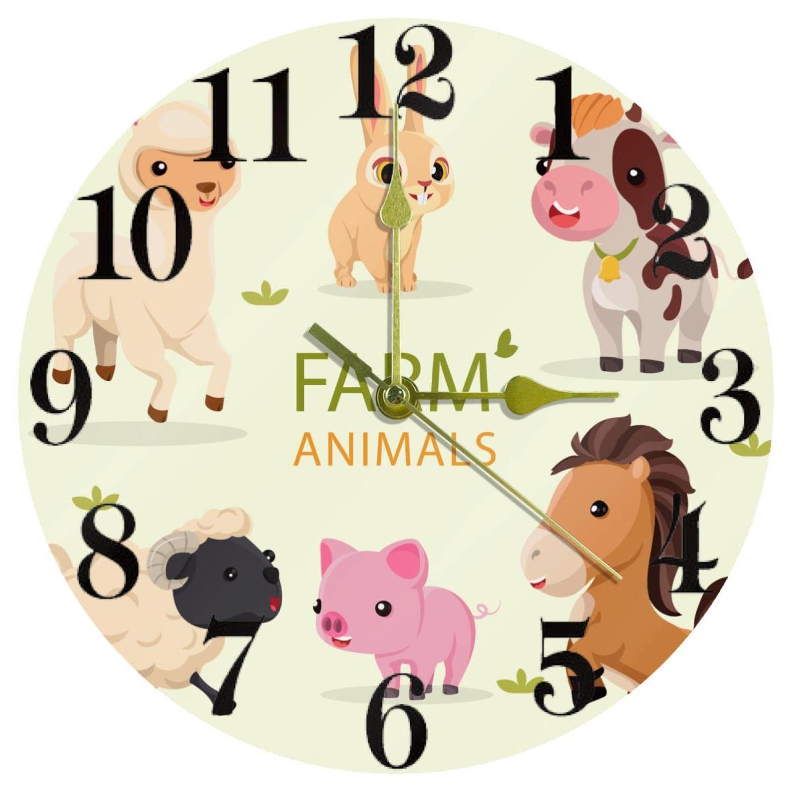 Horloge murale animaux de la ferme 25,4 cm une idée cadeau idéale pour chambre d'enfant