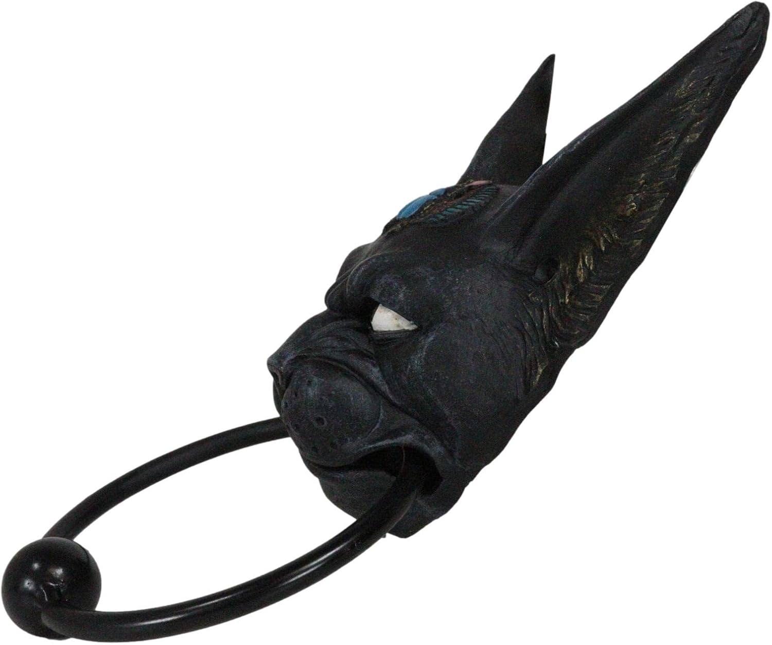 Ebros Gift Ancient Egyptian Goddess Bastet with Scarab Amulet On Forehead Decorative Door Knocker Crafted Resin with Metal Ring Hardware Deity of Protection Home and Sensuality